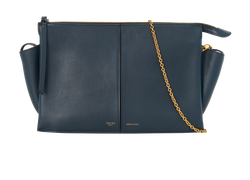 Trifold Clutch, Leather, Navy, DB, 3*